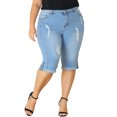 thumbnail image 1 of Agnes Orinda Women's Plus Size Rolled Hem Mid-Rise Knee Length Skinny Denim Jeans, 1 of 6