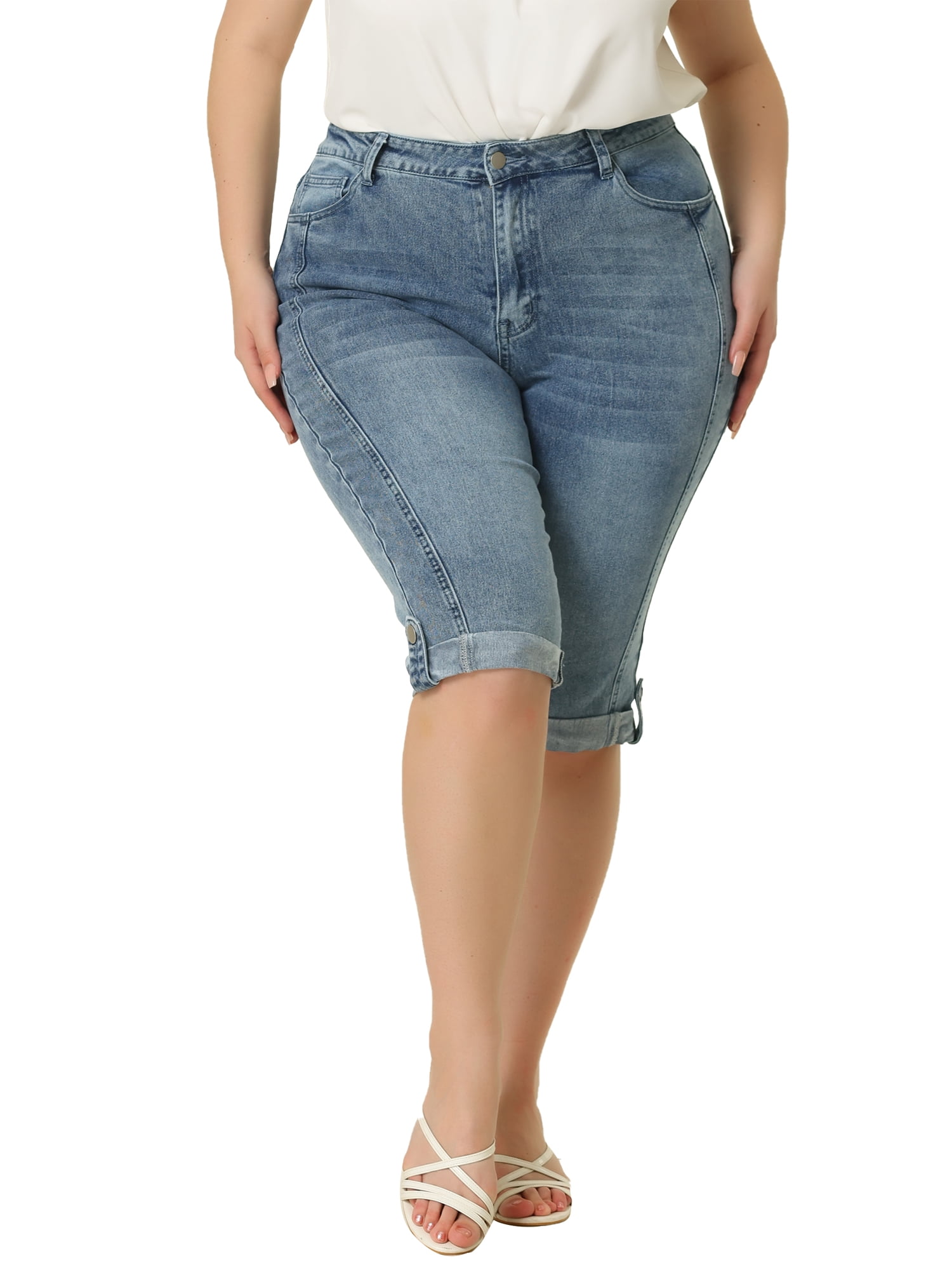 Agnes Orinda Women's Plus Size Trousers Casual Slim Plaid Skinny