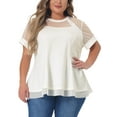 thumbnail image 1 of Agnes Orinda Women's Plus Size St. Patrick's Day Round Neck Peplum Short Sleeve Mesh Sheer Summer Tops 3X White, 1 of 6