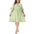 thumbnail image 1 of Agnes Orinda Women's Plus Size Ruffle Sleeve Lace Insert Tassel Bohemian Midi Dress 1X Light Green, 1 of 6
