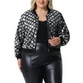 thumbnail image 1 of Agnes Orinda Women's Plus Size Sequin Jackets Long Sleeve Party Cropped Bomber 1X Sliver, 1 of 6