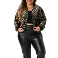 thumbnail image 1 of Agnes Orinda Women's Plus Size Sequin Long Sleeve Party Crop Bomber Jackets 2X Champagne, 1 of 6