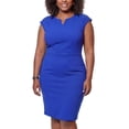 thumbnail image 1 of Agnes Orinda Women's Plus Size Sheath Dress Notched V Neck Sleeveless Casual Midi Pencil Dresses with Zipper 5X Royal Blue, 1 of 7