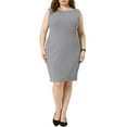 thumbnail image 1 of Agnes Orinda Women's Plus Size Sheath Dress Sleeveless Boat Neck Casual Straight Pencil Work Dresses 1X Gray, 1 of 6