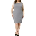 thumbnail image 1 of Agnes Orinda Women's Plus Size Sheath Dress Sleeveless Boat Neck Casual Straight Pencil Work Dresses 5X Gray, 1 of 6