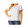 thumbnail image 1 of GRACE & GRANDEUR Women's Plus Size Keyhole Neck Short Sleeves Floral Chiffon Shirt Blouses 4X White, 1 of 8