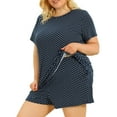 thumbnail image 1 of Agnes Orinda Women's Plus Size Short Sleeve Round Neck Nightwear Pajamas Set 4X Navy Blue, 1 of 7