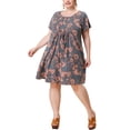 thumbnail image 1 of GRACE & GRANDEUR Women's Plus Size Mother's Day Round Neck Short Sleeves Floral Pleated Summer Midi Dress 2X Pink, 1 of 8