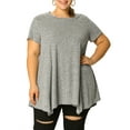 thumbnail image 1 of Agnes Orinda Plus Size Tunic Tops for Women Summer Crew Neck Flowy Swing Loose Short Sleeve Knit T Shirt Tops Blouse Casual 3X Gray, 1 of 9