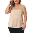 thumbnail image 1 of Agnes Orinda Plus Size Silk Satin Tank Tops for Women V Neck Casual Cami Sleeveless Blouses Summer Basic Camisole 2X Champagne, 1 of 7