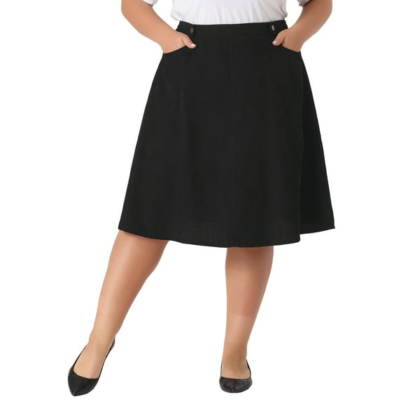 Agnes Orinda Women's Plus Size Skirt Casual Knee a Line Faux Suede Skirts