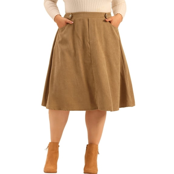 Agnes Orinda Women's Plus Size Skirt Casual Knee a Line Faux Suede Skirts