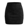 thumbnail image 1 of Agnes Orinda Women's Plus Size Skirt Faux Suede High Waist Bodycon Mini Skirts 3X Black, 1 of 6