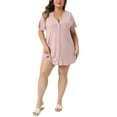 thumbnail image 1 of Agnes Orinda Women's Plus Size Sleepshirt Short Sleeve Soft Pajamas Dress V Neck Button Down Nightgown 4X Pink, 1 of 6
