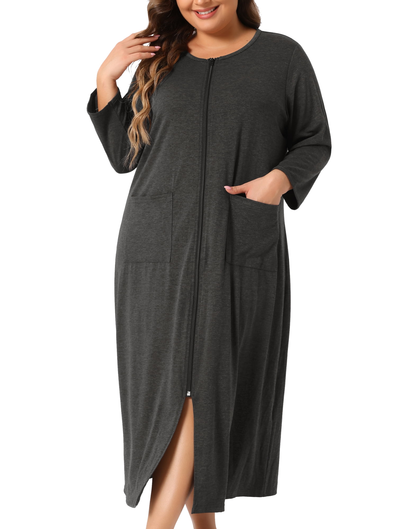 Plus Size Terry Cloth Zip Front Robe Dreams Plus Size Short French