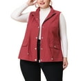 thumbnail image 1 of Agnes Orinda Women's Plus Size St. Patrick's Day Sleeveless Anorak Cargo Coats Zip Button Drawstring Waist Vest Jackets 2X Burgundy, 1 of 6