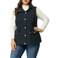 thumbnail image 1 of Agnes Orinda Women's Plus Size Sleeveless Anorak Cargo Coats Zip Button Drawstring Waist Vest Jackets 2X Navy Blue, 1 of 7