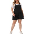 thumbnail image 1 of CURVY GLAM Women's Plus Size Sleeveless Square Neck Tie Shoulder Romper Shorts 1X Black, 1 of 6