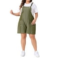 thumbnail image 1 of CURVY GLAM Women's Plus Size Sleeveless Square Neck Tie Shoulder Romper Shorts 2X Army Green, 1 of 6
