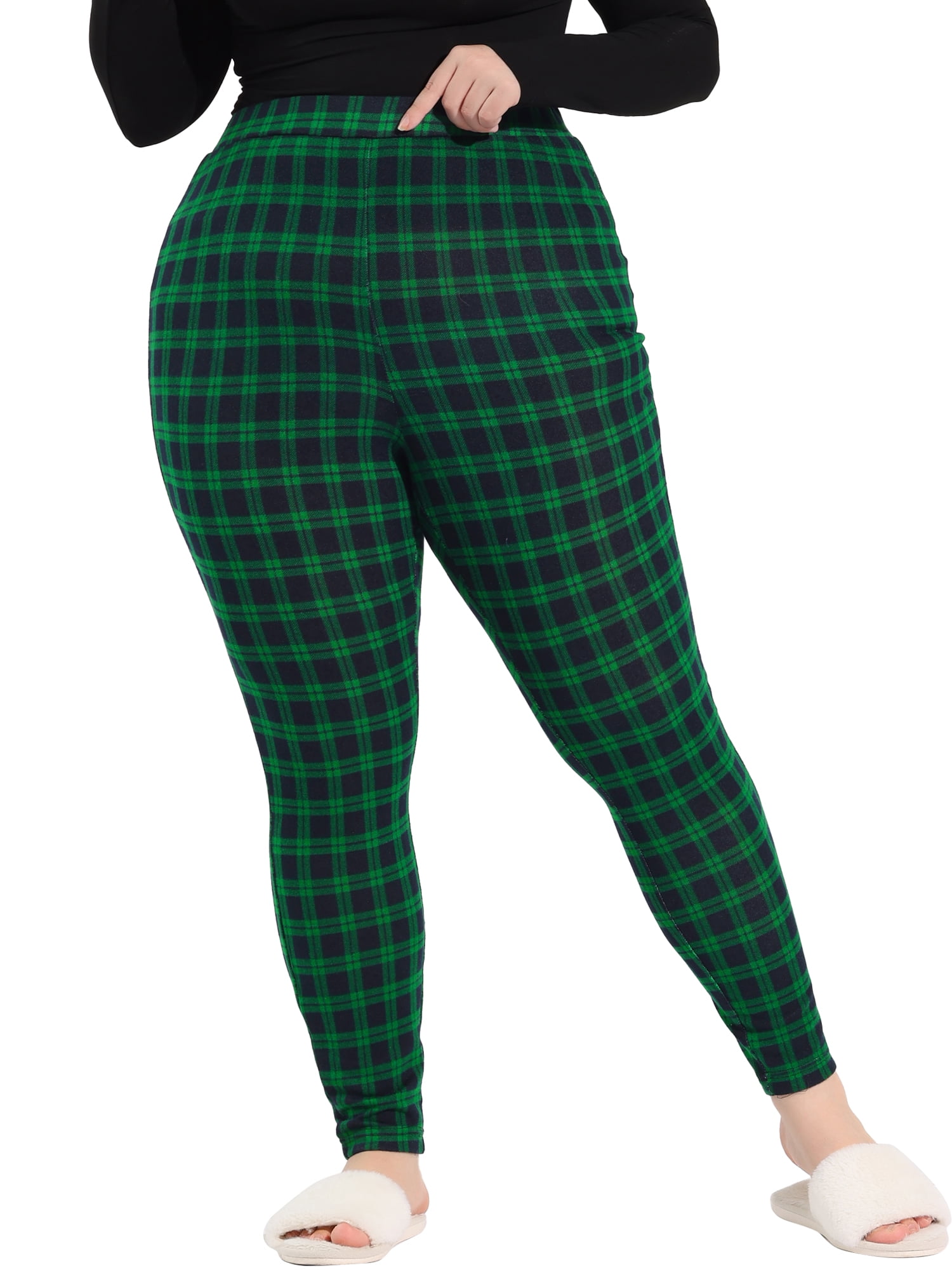Agnes Orinda Women's Plus Size Slim Stretch Plaid Christmas Pajamas  Sleeppant