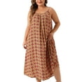 thumbnail image 1 of Agnes Orinda Women's Plus Size Spaghetti Straps Round Neck Bohemian Style Pattern Flowy Swing Casual Vacation Sundress 2X Red, 1 of 7