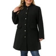 thumbnail image 1 of Agnes Orinda Women's Plus Size Coat Stand Collar Pockets Single Breasted Jacket Fall Winter Coat 1X Black, 1 of 6