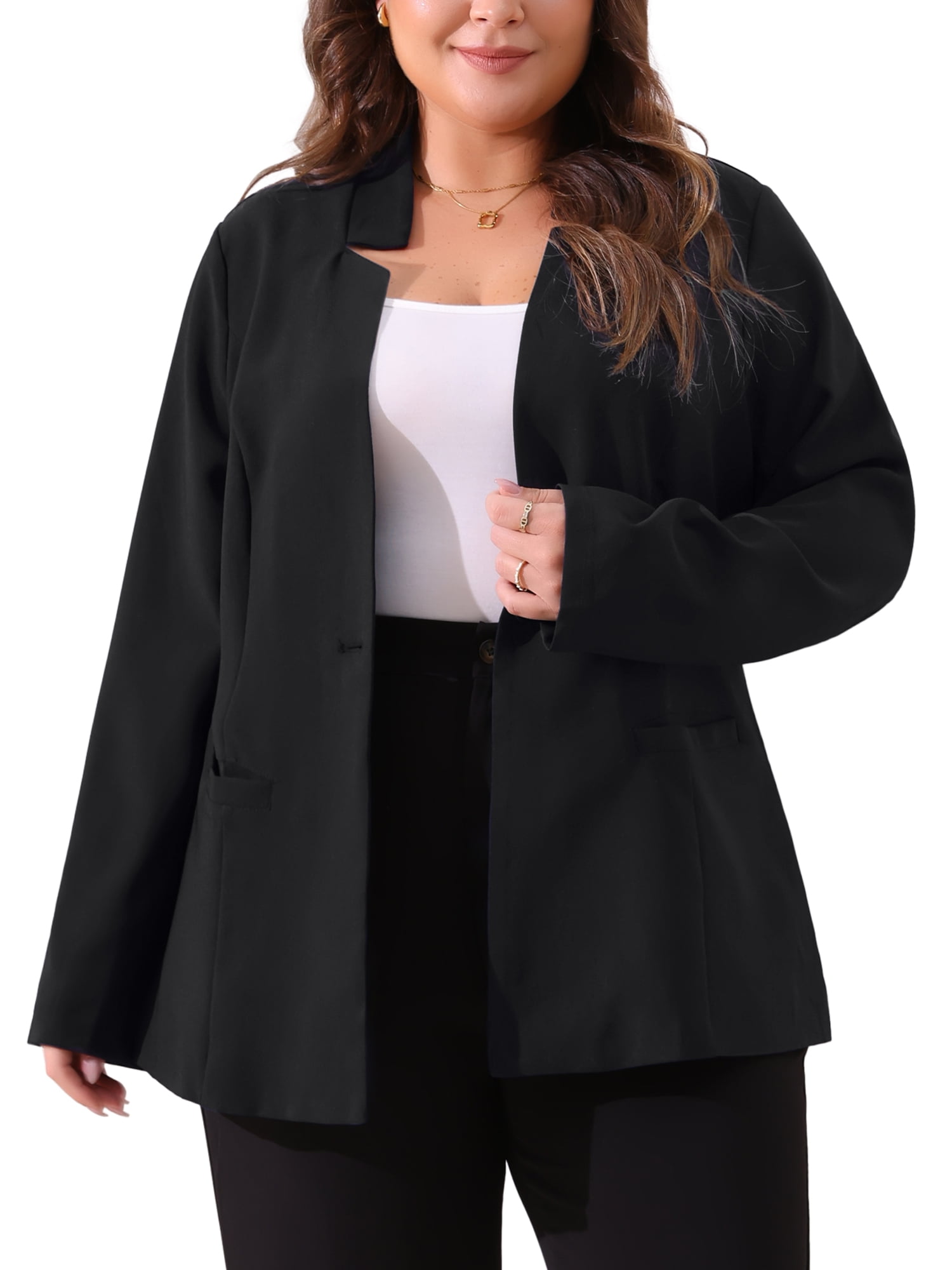Agnes Orinda Women's Plus Size Tailored Blazer, Black, Long Sleeve, Business Wear - Walmart.com Agnes Orinda Women's Plus Size Tailored Blazer, Black, Long Sleeve, Business Wear - Walmart.com