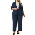 thumbnail image 1 of Plus Size Suit Two Piece Outfits for Women Business Office Blazer Jacket and Pants Suit Set 2X Dark Blue, 1 of 6