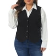 thumbnail image 1 of Agnes Orinda Women's Plus Size Suit Vest Corduroy Lined Waistcoat V Neck Sleeveless Jacket Outerwear Work Blazer with Button 4X Black, 1 of 6