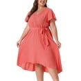 thumbnail image 1 of Agnes Orinda Women's Plus Size Summer Dress Boho Short Sleeve High Low a Line Beach Midi Dress, 1 of 5