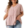 thumbnail image 1 of Agnes Orinda Women's Plus Size Summer Elegant Floral V Neck Peplum Blouse 1X Pink, 1 of 6