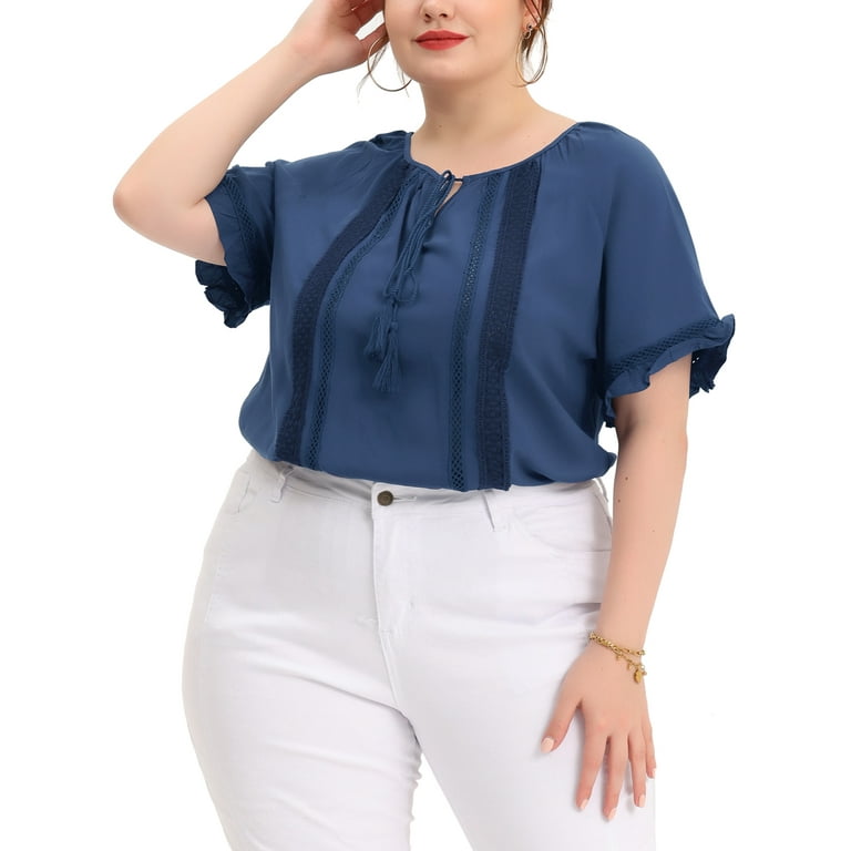 Agnes Orinda Women s Plus Size Summer Hollow Out Ruffle Short