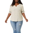 thumbnail image 1 of Agnes Orinda Women's Plus Size Blouses Pin Dots V Neck Ruffle Short Sleeve Spring Summer Boho Tops 2X White, 1 of 8