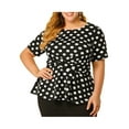 thumbnail image 1 of Agnes Orinda Women's Plus Size Summer Solid Short Sleeve Knot Waist Peplum Top, 1 of 7