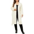 thumbnail image 1 of Agnes Orinda Women's Plus Size Sweater Cardigan Knit Long Sleeve Belted Overwear Long Cardigans 1X Beige, 1 of 6