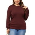 thumbnail image 1 of Agnes Orinda Women's Plus Size Sweater Long Sleeve Crewneck Shirts Knit Casual Basic Tee Tops 1X Burgundy, 1 of 6