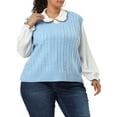 thumbnail image 1 of Agnes Orinda Women's Plus Size Sweater Vest Cable Knit Sweater Sleeveless Pullover Vests 1X Sky Blue, 1 of 7
