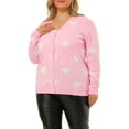 thumbnail image 1 of Agnes Orinda Women's Plus Size Sweaters Cardigans Cute Heart Print Long Sleeve Fall Winter Knit Cardigan 2X Pink, 1 of 6