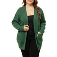 thumbnail image 1 of Agnes Orinda Women's Plus Size Sweaters Long Sleeve Open Front Cardigans with Pockets 1X Dark Green, 1 of 5