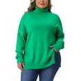thumbnail image 1 of Agnes Orinda Women's Plus Size Sweaters Turtle Neck Long Sleeve Side Slit Casual Loose Pullover Knit Top 3X Green, 1 of 6
