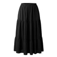 thumbnail image 1 of Agnes Orinda Women's Plus Size Swing Skirt Elastic High Waist Layered Flowy Casual Beach A Line Maxi Skirts 1X Black, 1 of 6