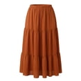 thumbnail image 1 of Agnes Orinda Women's Plus Size Swing Skirt Elastic High Waist Layered Flowy Casual Beach A Line Maxi Skirts 1X Caramel, 1 of 6