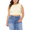 thumbnail image 1 of Agnes Orinda Women's Plus Size Cropped Tank Top Popcorn Textured Summer Crew Neck Sleeveless Going Out Shirt Cami 1X Beige, 1 of 6