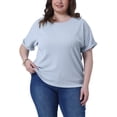 thumbnail image 1 of Agnes Orinda Women's Plus Size Textured Tops Rolled Short Sleeve Crew Neck T-Shirts Casual Basic Blouses 1X Light Blue, 1 of 6