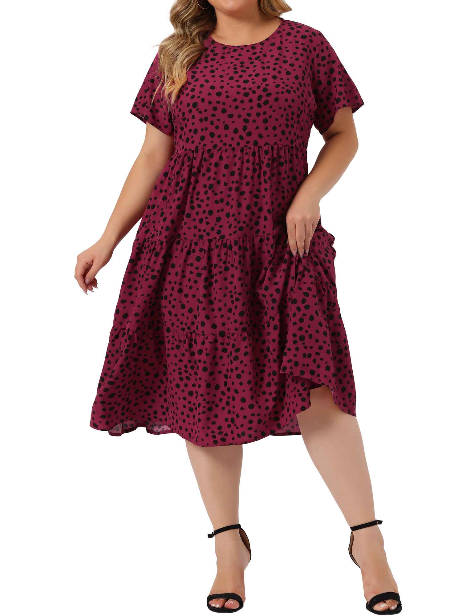Agnes Orinda Women's Plus Size Sweater Dress Long Sleeve Knit Pullover  Short Dresses 2X Burgundy - Walmart.com