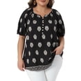thumbnail image 1 of Agnes Orinda Women's Plus Size Top Floral Boho Button Down V Neck Shirts Short Sleeve Summer Casual Tunic Blouses 1X Black, 1 of 6