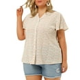 thumbnail image 1 of Agnes Orinda Women's Plus Size Tops Button Down Floral Short Sleeve Chiffon Summer Blouses 1X Orange, 1 of 6