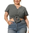 thumbnail image 1 of Agnes Orinda Women's Plus Size Tops Button Down Floral Short Sleeve Chiffon Summer Blouses 3X Black, 1 of 6