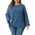 thumbnail image 1 of Agnes Orinda Women's Plus Size Tops Crew Neck Chiffon Blouses Swiss Dots Long Sleeve Shirts Top 3X Gray Blue, 1 of 6