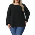 thumbnail image 1 of Agnes Orinda Women's Plus Size Tops Crew Neck Chiffon Blouses Swiss Dots Long Sleeve Shirts Top 4X Black, 1 of 6
